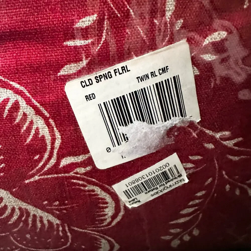 Ralph Lauren Vintage NOS Red Cold Spring Floral Twin Comforter Cover 66” x 86”